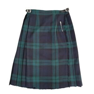 O'Neil of Dublin Plaid Kilt Irish Wrap Wool Blend Pin Tartan Blue Women 32